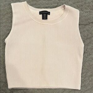 House of Harlow 1960 Cream Ribbed Knit Sweater Crop Top